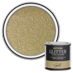 Rust-Oleum Ultra Shimmer Gold Glitter Effect Mid Sheen Multi-surface Topcoat Paint Glitter, 250ml