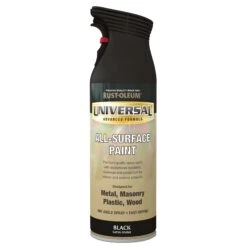 Rust-Oleum Universal Black Satinwood Multi-surface Spray Paint, 400ml 3 Rust-Oleum Universal Black Satinwood Multi-surface Spray Paint, 400ml -Rust-Oleum rust oleum universal black satinwood multi surface spray paint 400ml5013296950756 08c bq