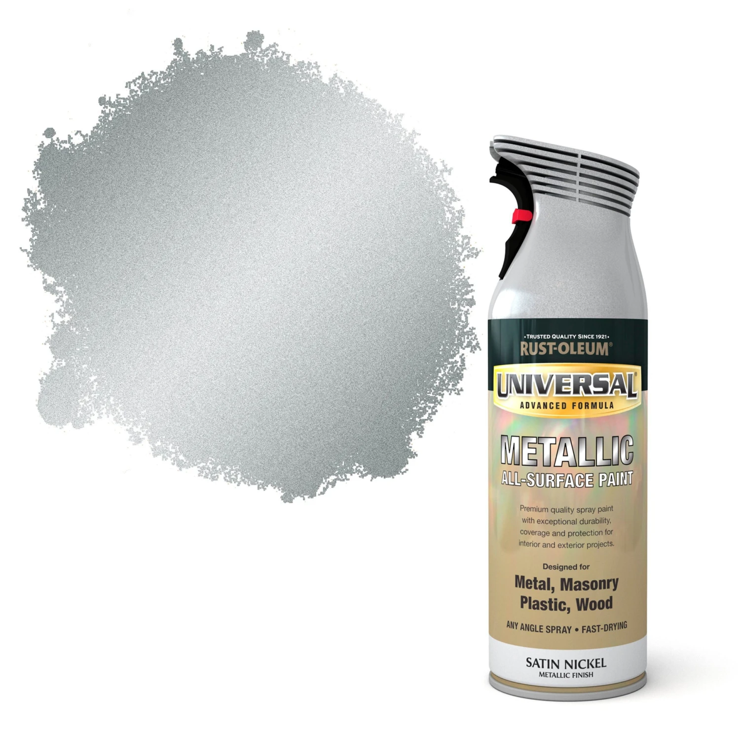 Rust-Oleum Universal Satinwood Nickel effect Multi-surface Spray paint, 400ml Rust-Oleum Universal Satinwood Nickel Effect Multi-surface Spray Paint, 400ml -Rust-Oleum rust oleum universal satinwood nickel effect multi surface spray paint 400ml5013296951067 02c bq scaled